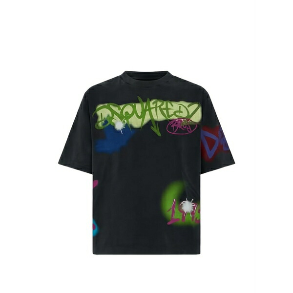 ディースクエアード メンズ ティーシャツ トップス Graffiti-print t-shirt Black