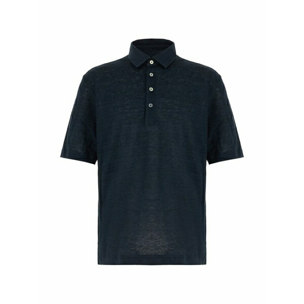 ゼニア メンズ スポーツシャツ トップス Short-sleeved buttoned polo shirt Blue