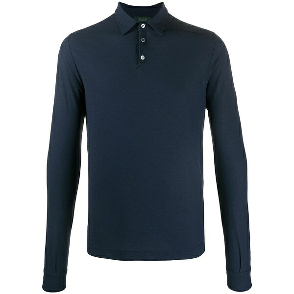 ザノーネ メンズ スポーツシャツ トップス Long sleeve polo shirt Blue