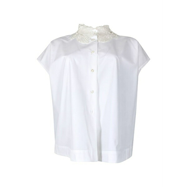 ファビアナ フィリッピ レディース プルオーバー トップス Lace-collar short-sleeve shirt White