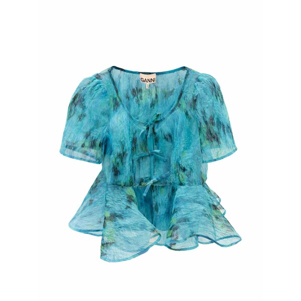 ガニー レディース プルオーバー トップス Printed peplum blouse Blue