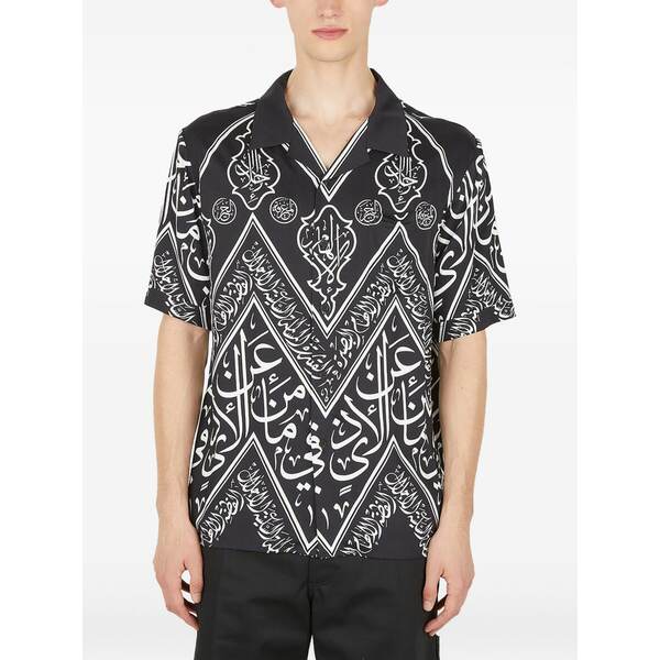 ゲーエムベーハー メンズ プルオーバー トップス Script-print short-sleeve shirt Black