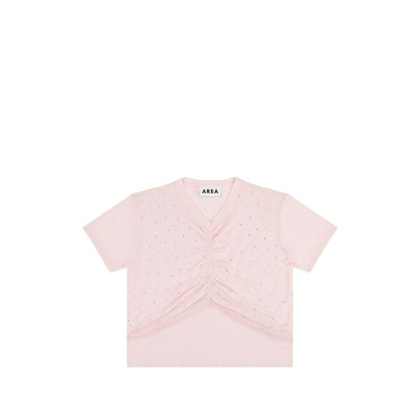 領域 レディース ティーシャツ トップス Crystal-embellished ruched top Pink