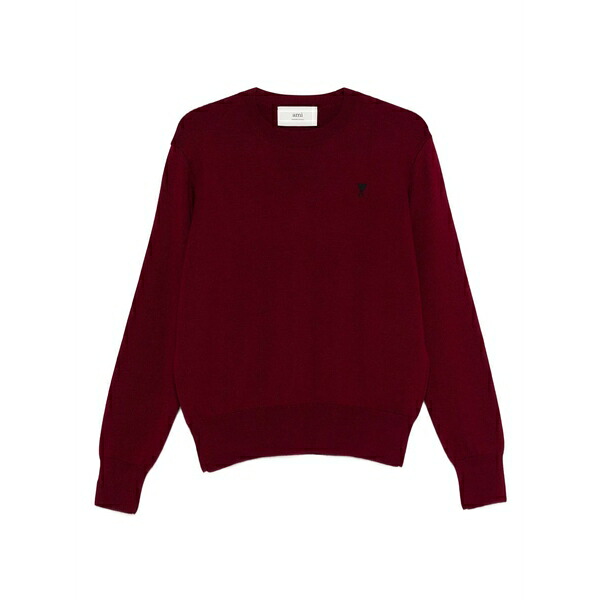意中の女 メンズ 編み物\u0026スウェーター アウター Crew-neck logo sweater Red