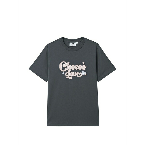 黒茶 レディース ティーシャツ トップス Logo-embroidered t-shirt Grey