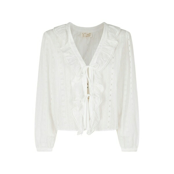 エムシーツーセイントバース レディース プルオーバー トップス Broderie-anglaise ruffled blouse White