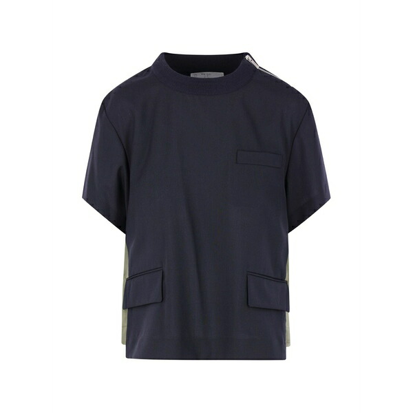 サカイ レディース ティーシャツ トップス Flap-pocket t-shirt Blue