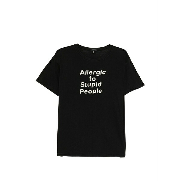 アールサーティーン レディース ティーシャツ トップス Slogan-print t-shirt Black