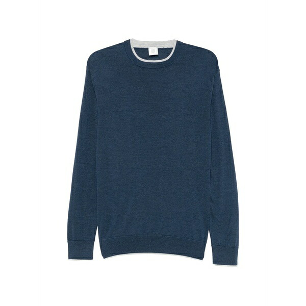 イレブンティ メンズ 編み物\u0026プルオーバー アウター Contrast-trim sweater Blue