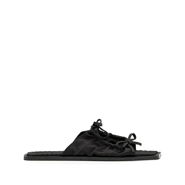カルロータ 花の冠 レディース サンダル シューズ Quilted bow sandals Black