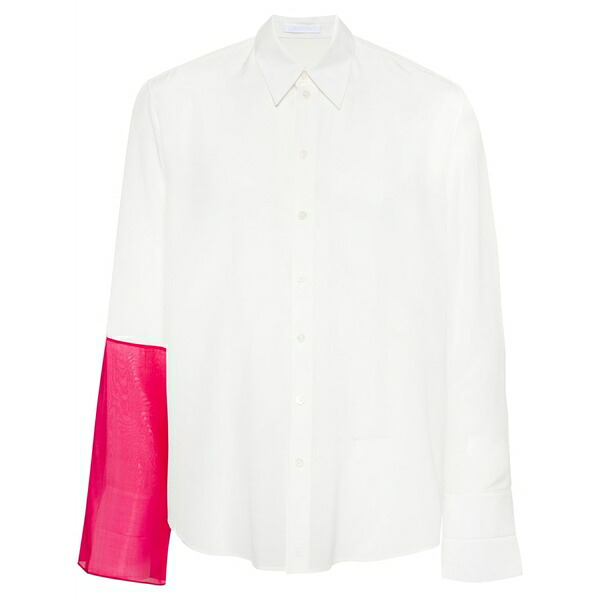 ヘルムート 言葉づかい レディース プルオーバー トップス Patchwork silk shirt White