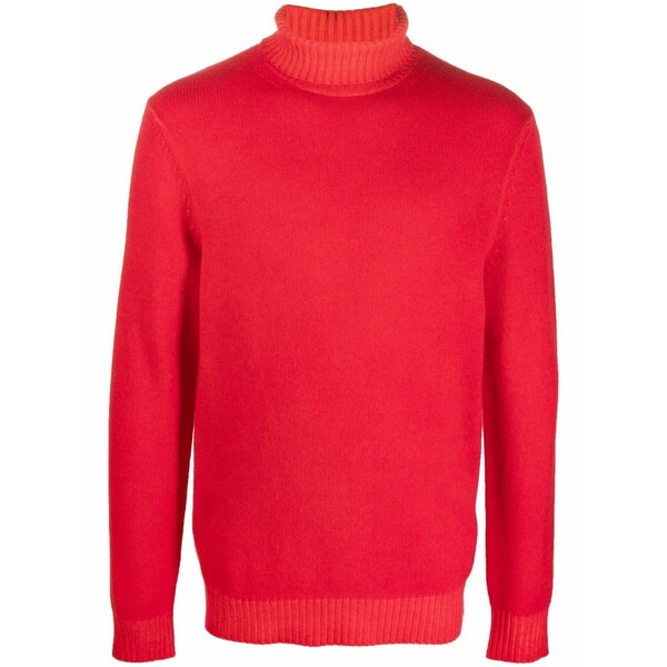 マロ メンズ 編み物\u0026ティーシャツ アウター Fine-knit rollneck jumper Red