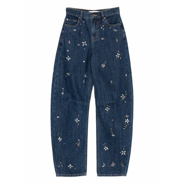セルフ・ポートレイト レディース ジーンズズボン下 ボトムス Crystal-flower embellished jeans Blue