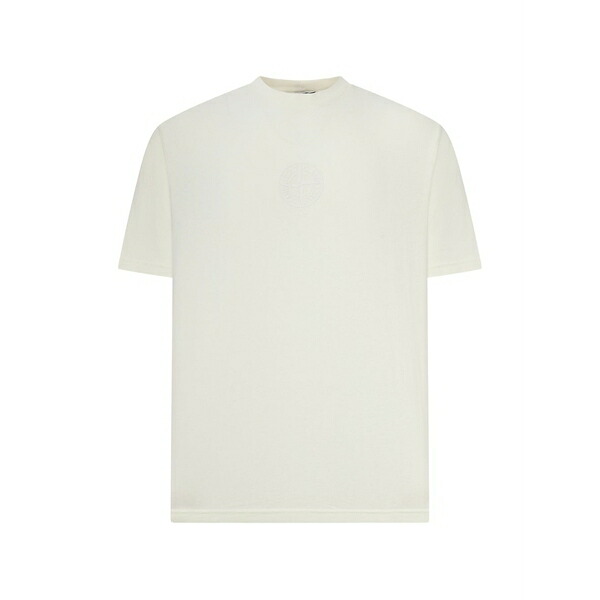 ストーンアイランド メンズ プルオーバー トップス Logo-embroidered t-shirt White