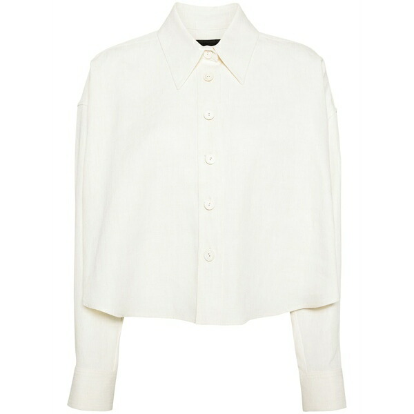 ファビアナ フィリッピ レディース シャツ トップス Buttoned linen blend shirt White｜asty