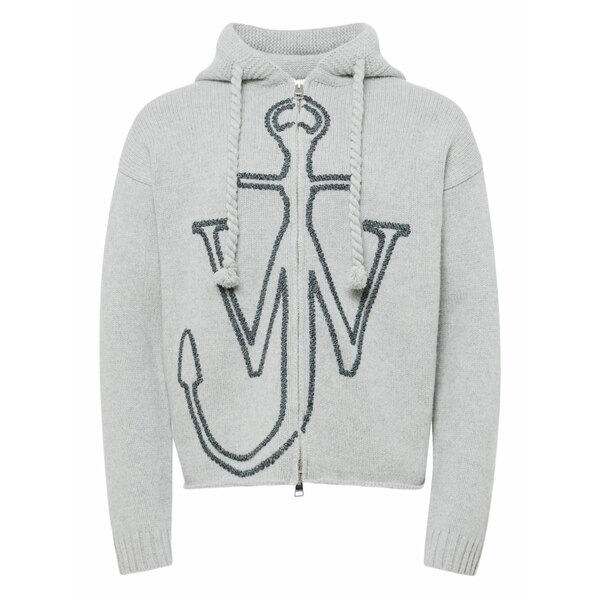 J.W.アンダーソン メンズ ジレー アウター Anchor-logo zip-up cardigan Grey