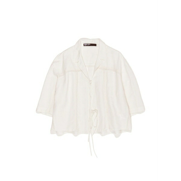 ビンバ イ ローラ レディース プルオーバー トップス Lace-trim tie-fastening blouse White