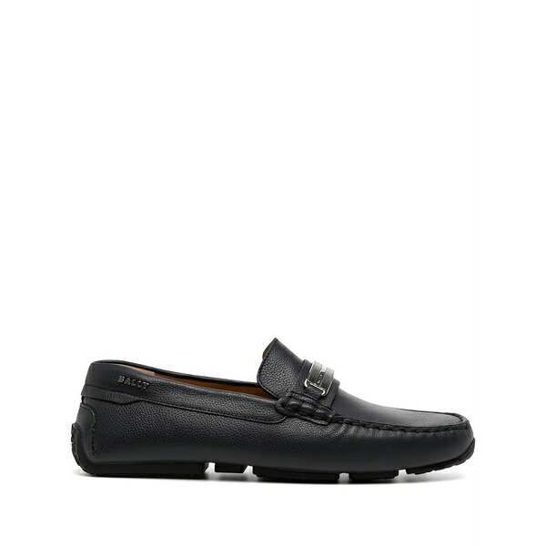 バリー メンズ スリッポン・ローファー シューズ Logo-plaque round-toe loafers Black