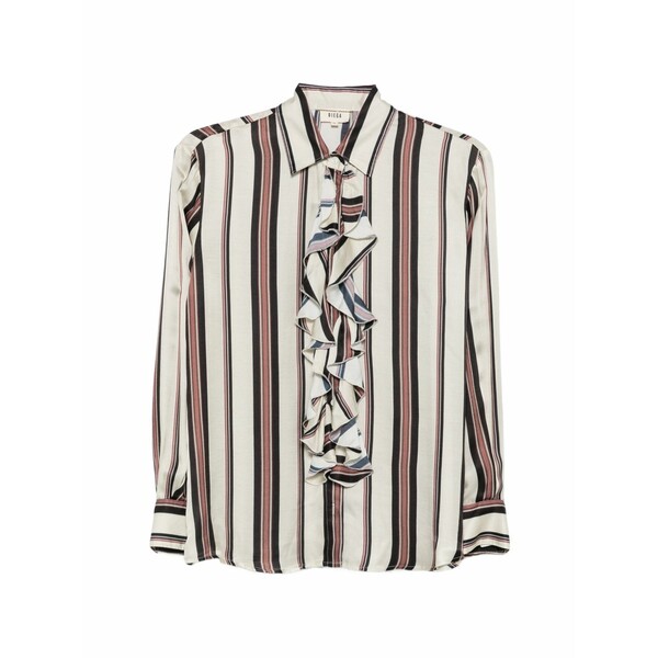 ディーガ レディース プルオーバー トップス Ruffled-detail striped-pattern shirt Neutrals