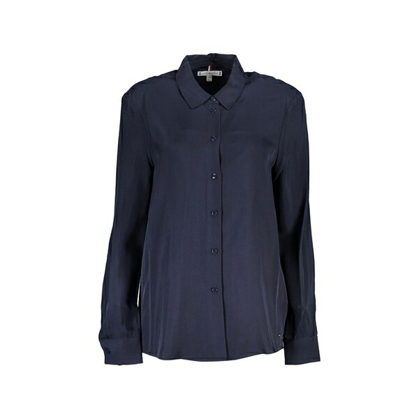 トミー ヒルフィガー レディース ティーシャツ トップス Long-sleeve button-down shirt Blue