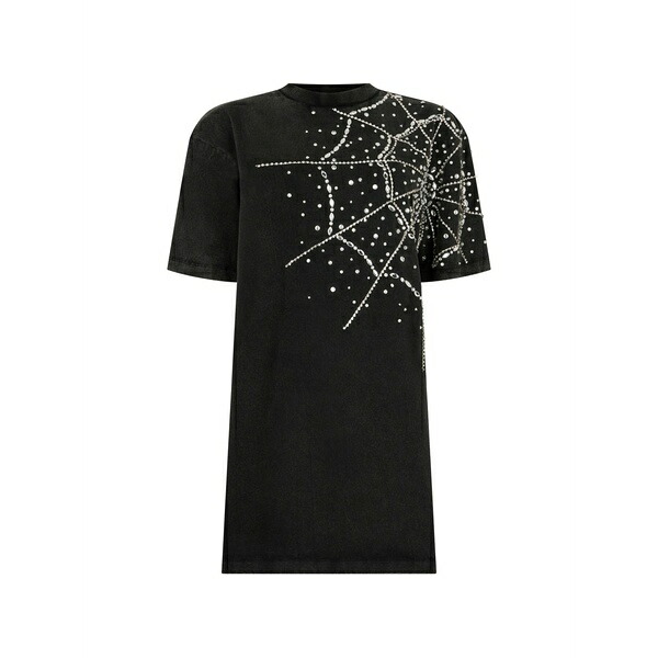 フィリップ飾り気のない レディース ティーシャツ トップス Spiderweb-strass t-shirt dress Black