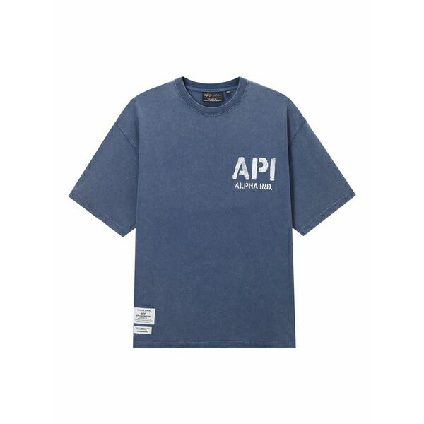 アルファインダストリーズ メンズ ティーシャツ トップス Logo-print cotton t-shirt Blue
