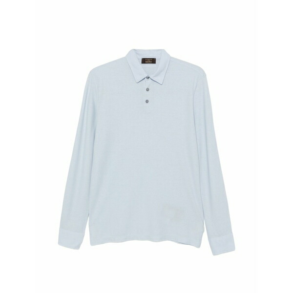 ザノーネ メンズ スポーツシャツ トップス Ice cotton long-sleeve polo shirt Blue