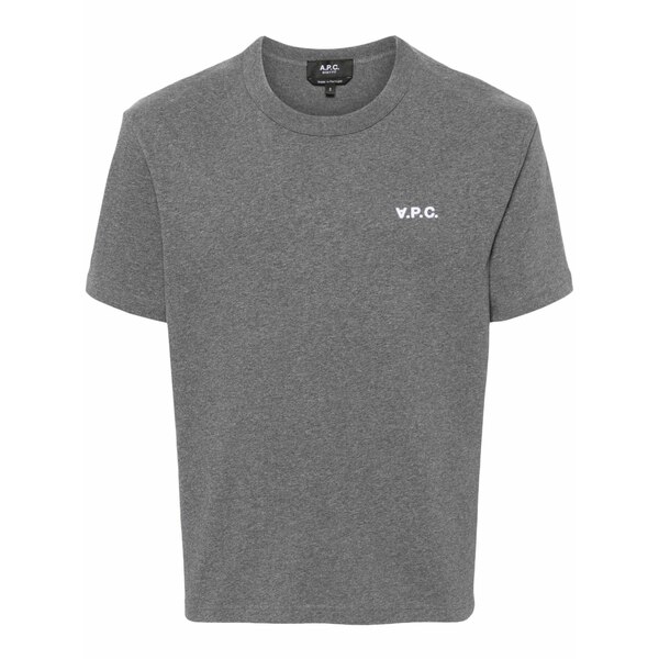 アーペーセー メンズ Tシャツ トップス Logo-embroidered cotton t-shirt Grey|asty