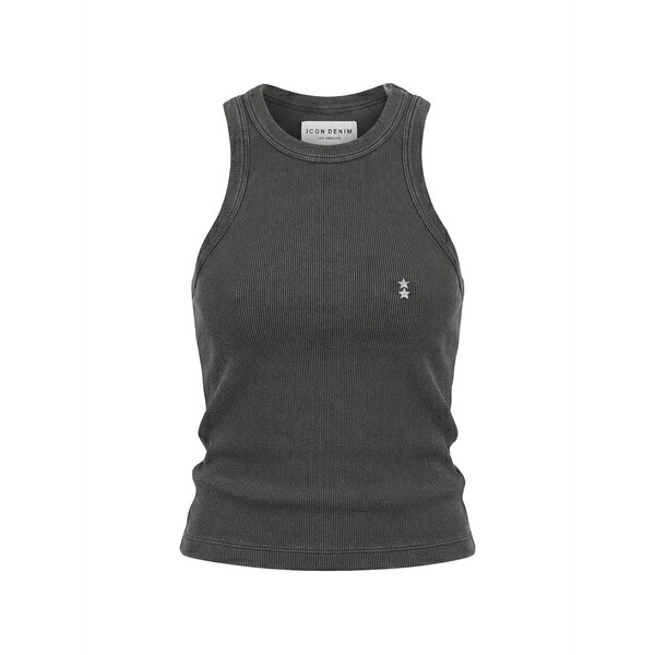 アイコン ジーンズ レディース カットソー トップス Star-embroidered ribbed tank top Grey