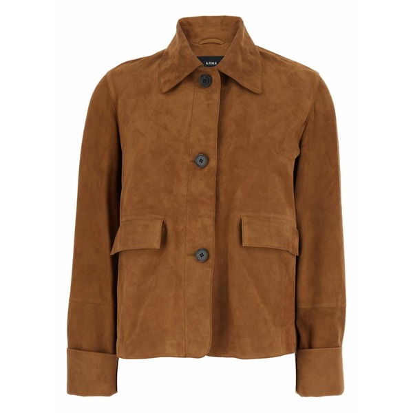 アルマ レディース 上衣＆上衣 アウター Pocket suede jacket Brown