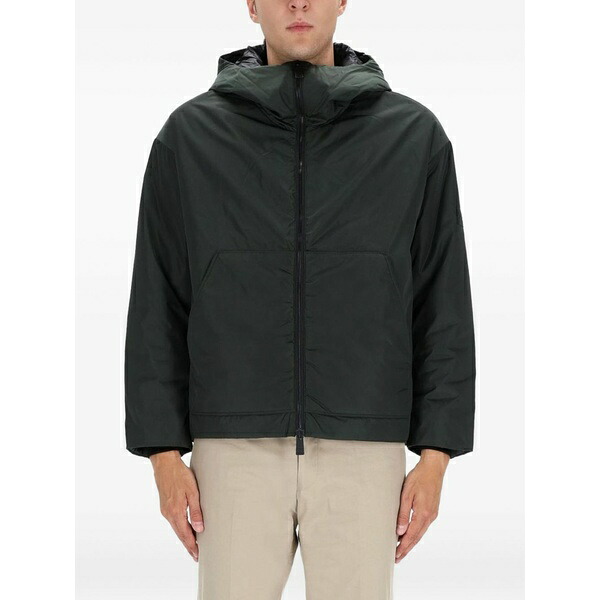 プレミアータ メンズ ジャケット&ブルゾン アウター Hooded zip-fastening jacket Green|asty