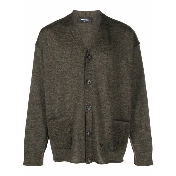 ディースクエアード メンズ ジレー アウター V-neck virgin wool cardigan Green
