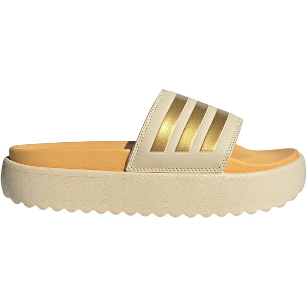 adidas アディダス レディース スニーカー 【adidas Adilette Platform Slides Crystal Sand Gold Metallic Semi Spark (Women\'s)】 サイズ US_8(25.0cm) Crystal Sand/Gold Metallic/Semi Spark|asty