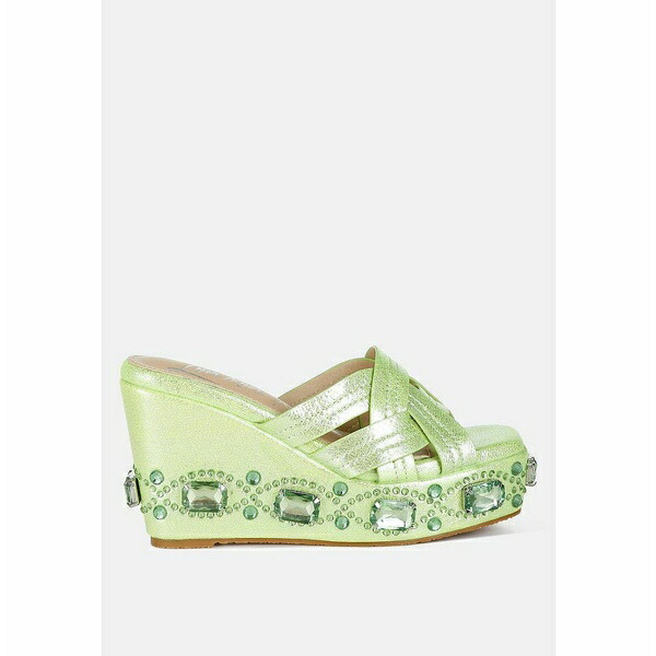 ロンンドンラグ レディース サンダル シューズ Blistronic Chunky Diamante & Rhinestone Cut-Out Sandals Lime green画像