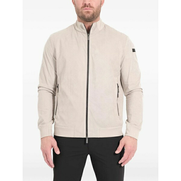 アールアールディ メンズ ジャケット&ブルゾン アウター Zip rib-knit jacket Neutrals|asty