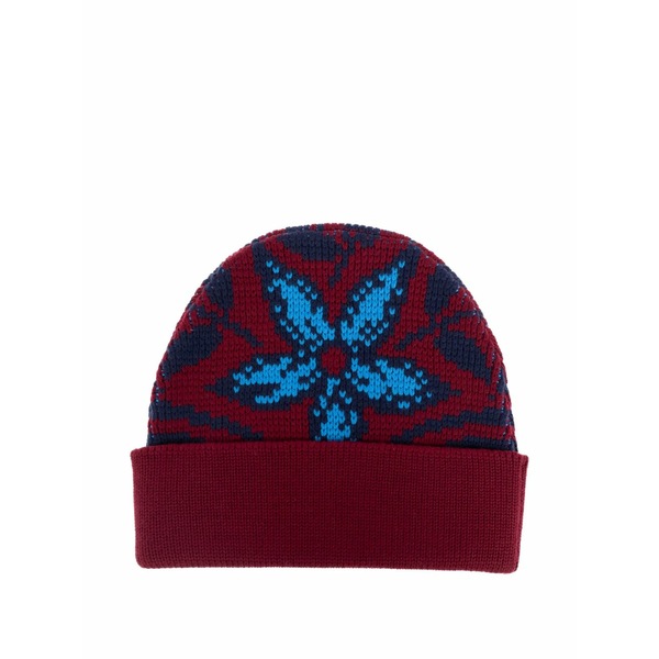 エトロ レディース かぶり笠 添え物 Floral-pattern beanie Red