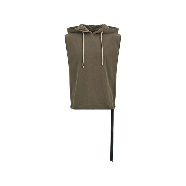 リックオウエンス メンズ Tシャツ トップス Hooded raw-cut vest Brown｜asty 47,880円