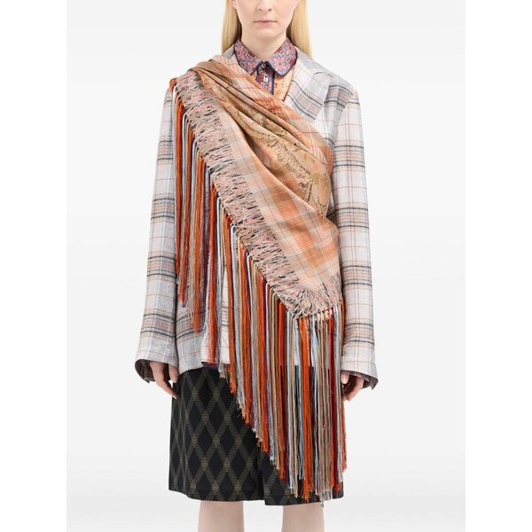 ピエール＝ルイ・マシア メンズ 消音装置・袈裟・えり巻き 添え物 Plaid-pattern fringe-edges scarf Orange
