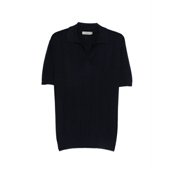 カナーリ メンズ ティーシャツ トップス V-neck textured t-shirt Blue メンズファッション-Tシャツ・カットソー-トップス
