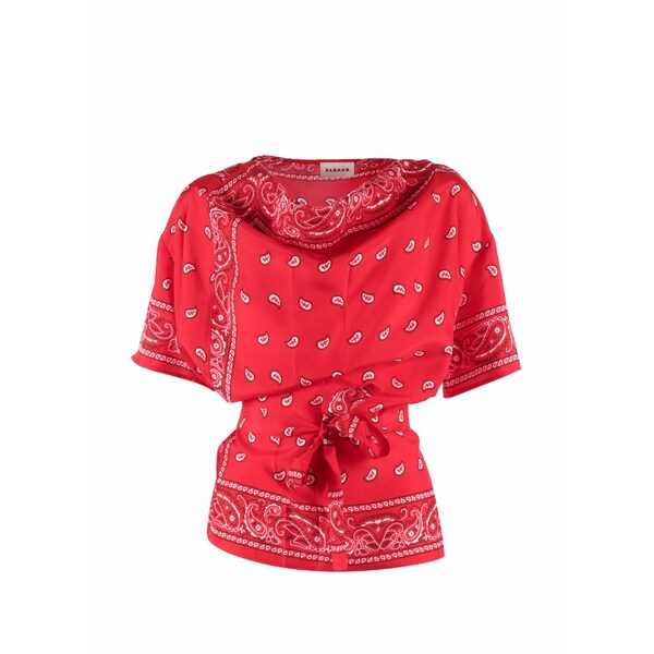 パロッシュ レディース シャツ トップス Bandana-print tie blouse Red|asty