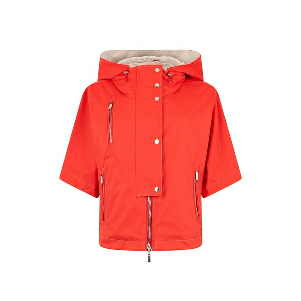 ムーレー レディース 上衣＆上衣 アウター Short-sleeve hooded jacket Red