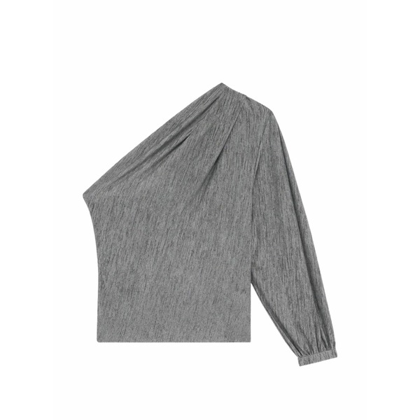 イロ レディース プルオーバー トップス One-shoulder gathered blouse Grey