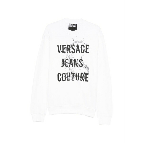 ベルサーチ メンズ パーカー・スウェットシャツ アウター Printed crew-neck sweatshirt White