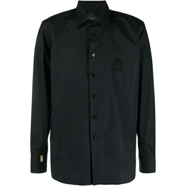 ビリオネア メンズ プルオーバー トップス Logo-embroidered long-sleeve shirt Black