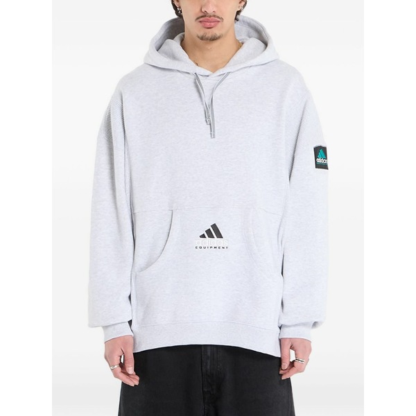 アディダス メンズ パーカー・スウェットシャツ アウター Logo-embroidery hoodie Grey