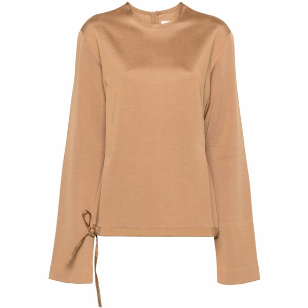 ジル・サンダー レディース ニット&セーター アウター Crew-neck long-sleeve sweatshirt Brown|asty