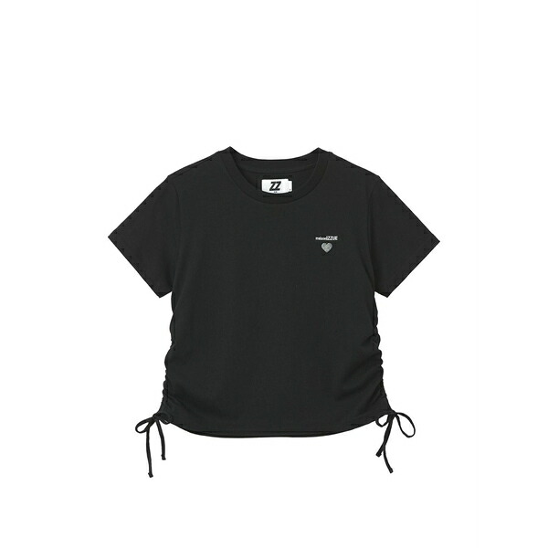 イズエ レディース Tシャツ トップス Drawstring-detail t-shirt Black|asty