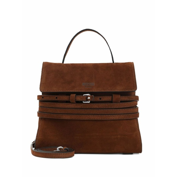 モスキーノ レディース トートバッグ バッグ Suede buckle-detail handbag Brown