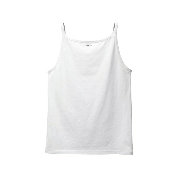 ヴェルサーチ メンズ プルオーバー トップス Embroidered cotton-jersey tank top White