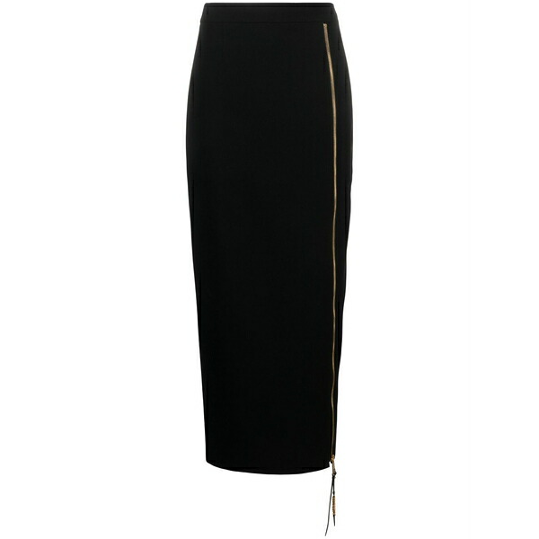 モスキーノ レディース スカート ボトムス Logo-lettering straight midi skirt Black｜asty